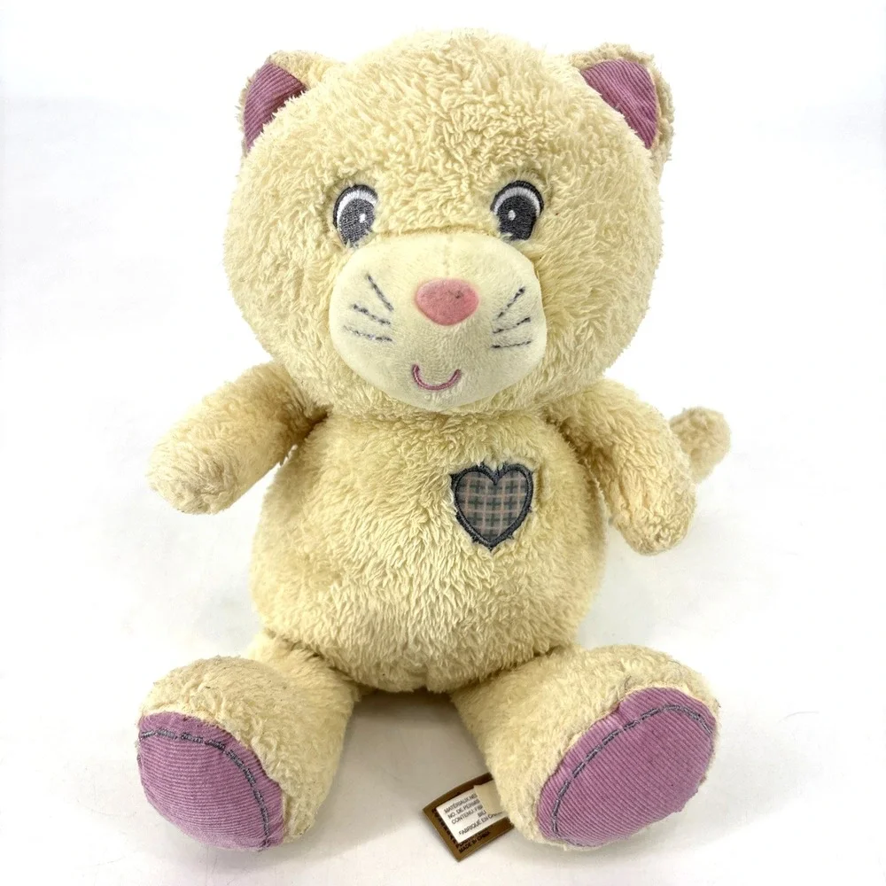 First & Main Yellow Kitty Cat Plush Lovey Plaid Heart Tender Friend‎ Ashley